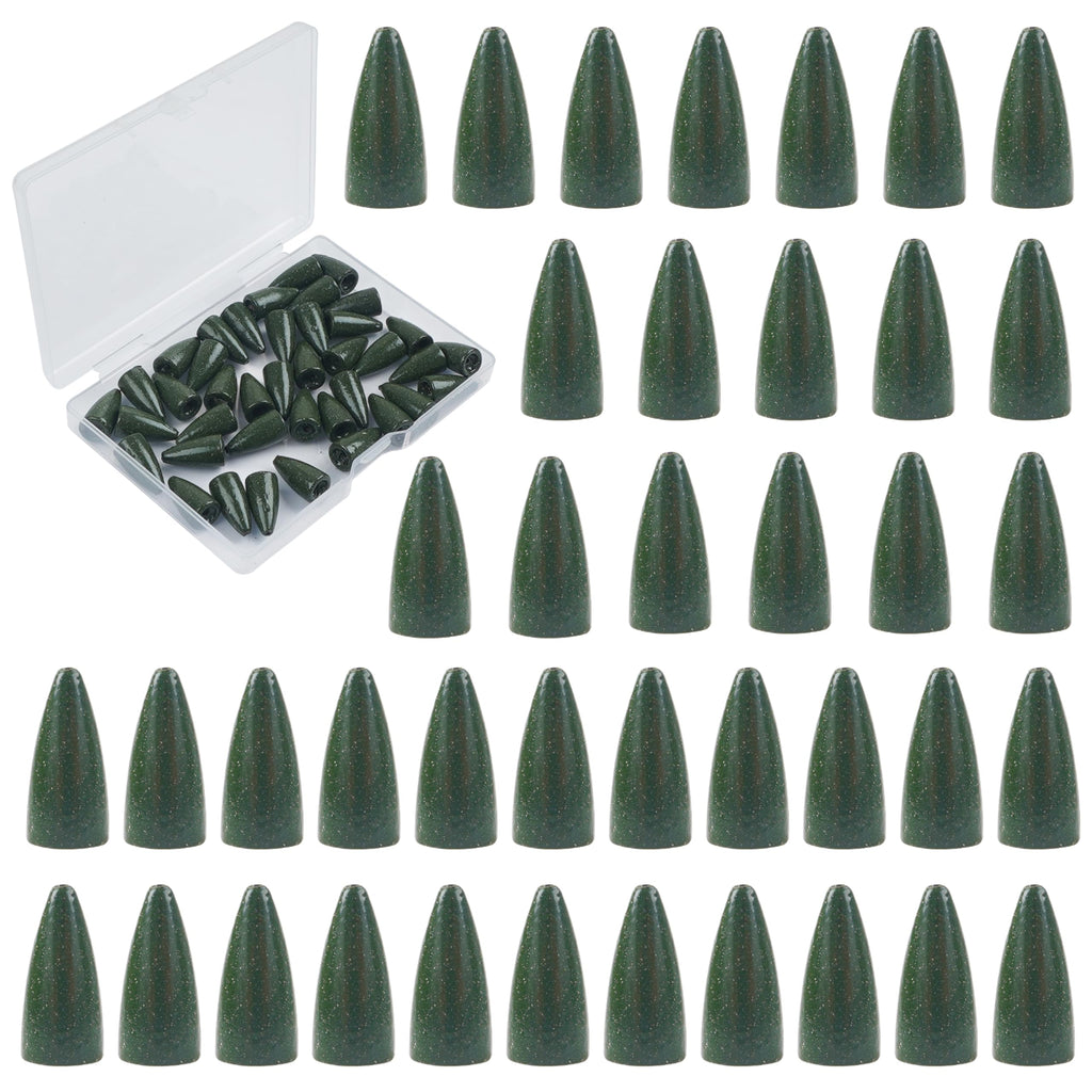 Bullet Fishing Sinker Weights 40pcs Fishing Worm Weights Slip Sinkers Painted Flipping Fishing Weights for Bass Fishing Texas Rigs Saltwater Freshwater Fishing Tackle